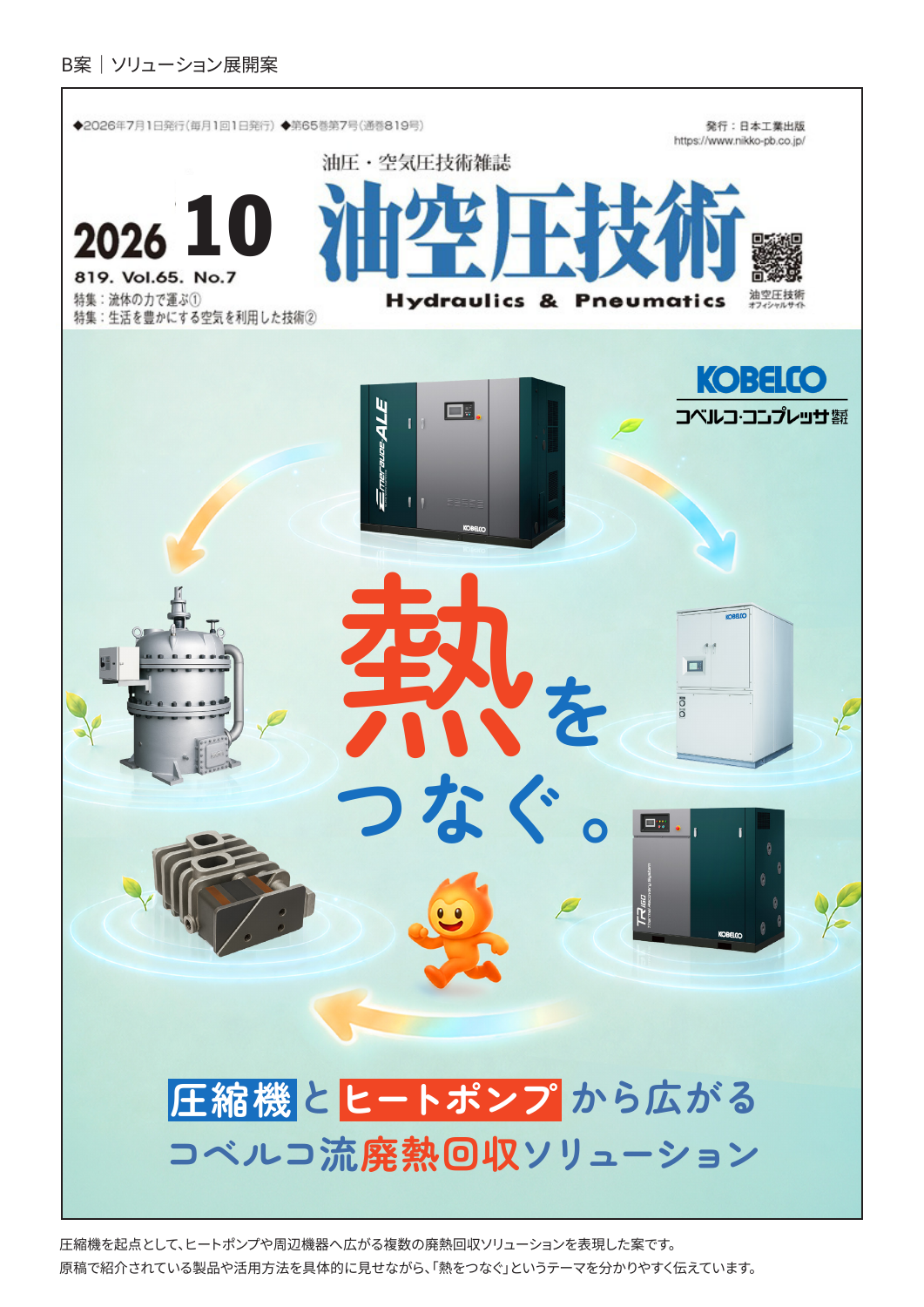 表紙デザインB案:製品と廃熱回収のつながりを表現